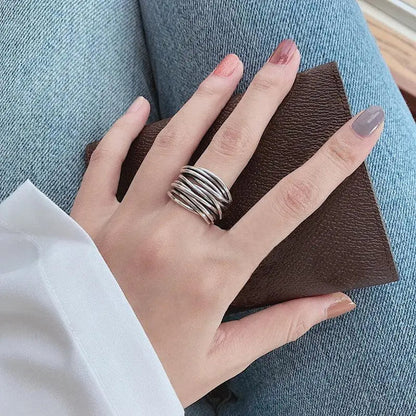 Elvie – Bague ajustable en argent à couches