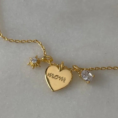 Maya – Collier MOM à Triple Pendentif Plaqué Or