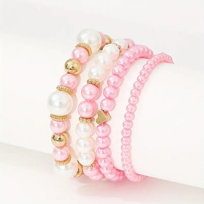 Keiko – Ensemble de Bracelets Cœur et Perles Blanches