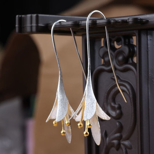 Lina – Boucles d'Oreilles Fleur en Argent