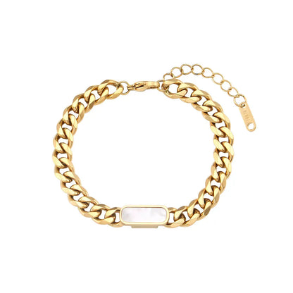 Marcie – Bracelet Cubain en Métal Titane Plaqué Or