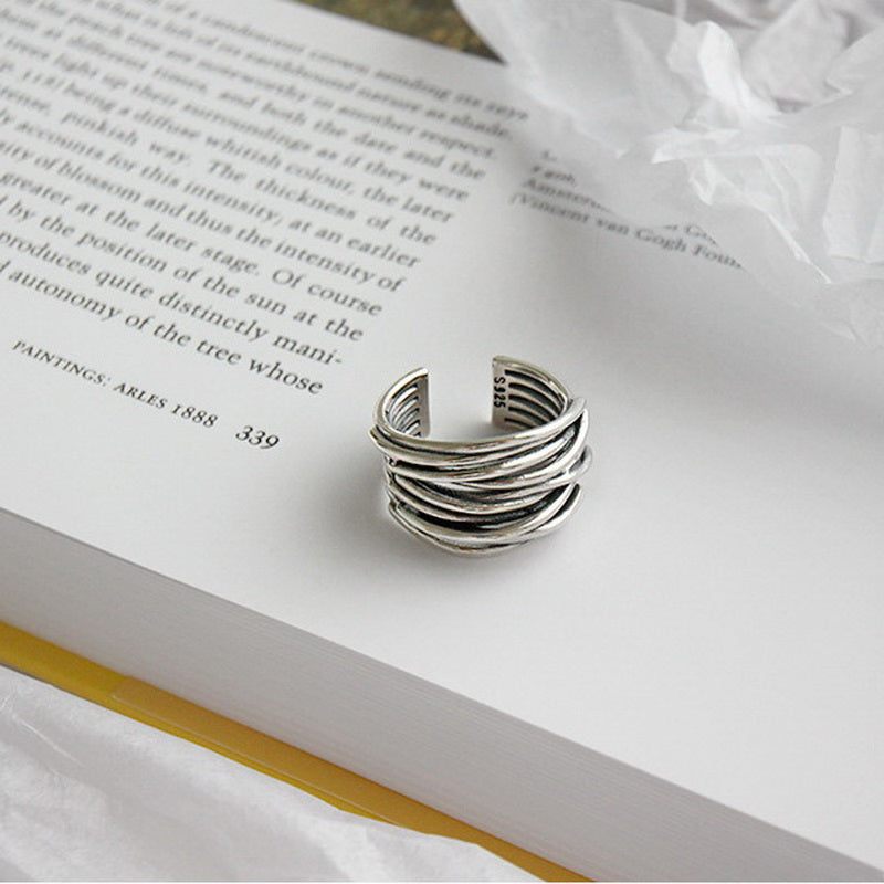 Nerea – Bague Argent Ajustable avec Couches