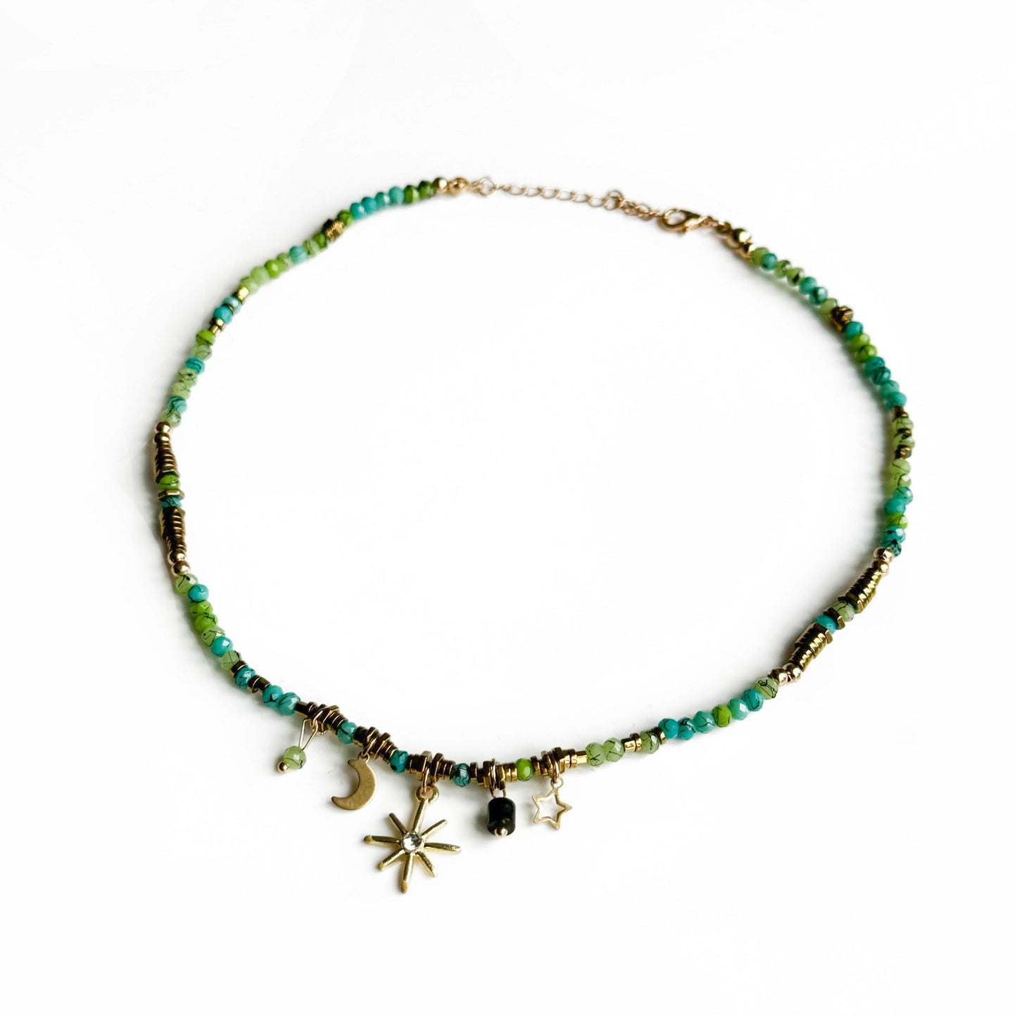 Camille – Collier artistique rétro perles turquoise