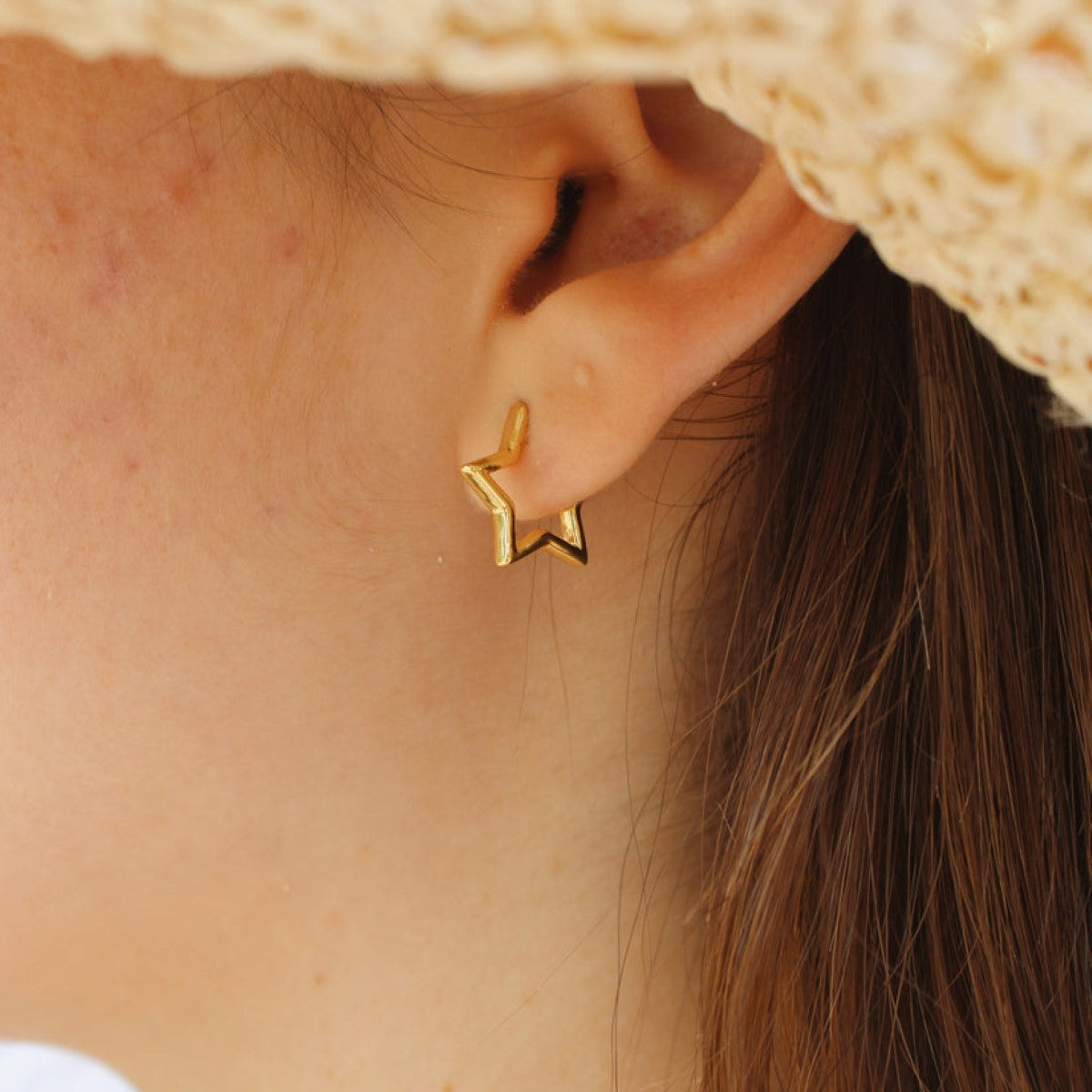 Boucles d'oreilles Huggie Star - Anneau étoile