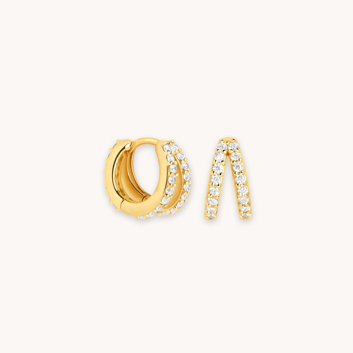 Mia – Créoles en Or avec Design à Double Rang