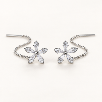 Boucles d'oreilles en fil pour femmes avec motif fleur