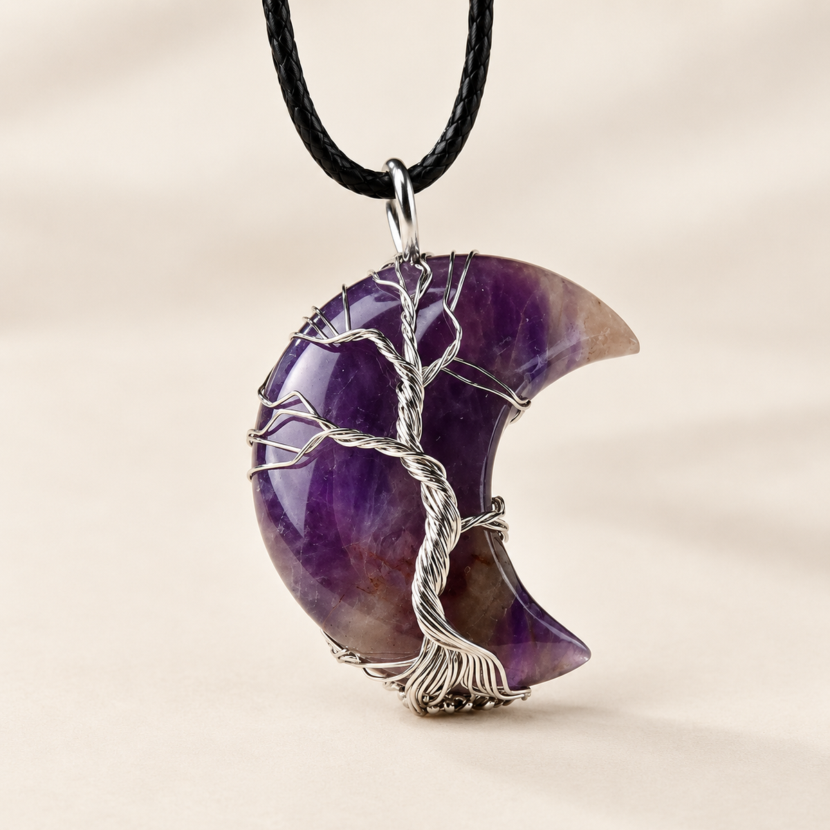 Collier Femme avec Arbre de Vie et Pendentif Lune