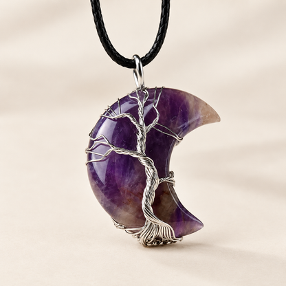 Collier Femme avec Arbre de Vie et Pendentif Lune