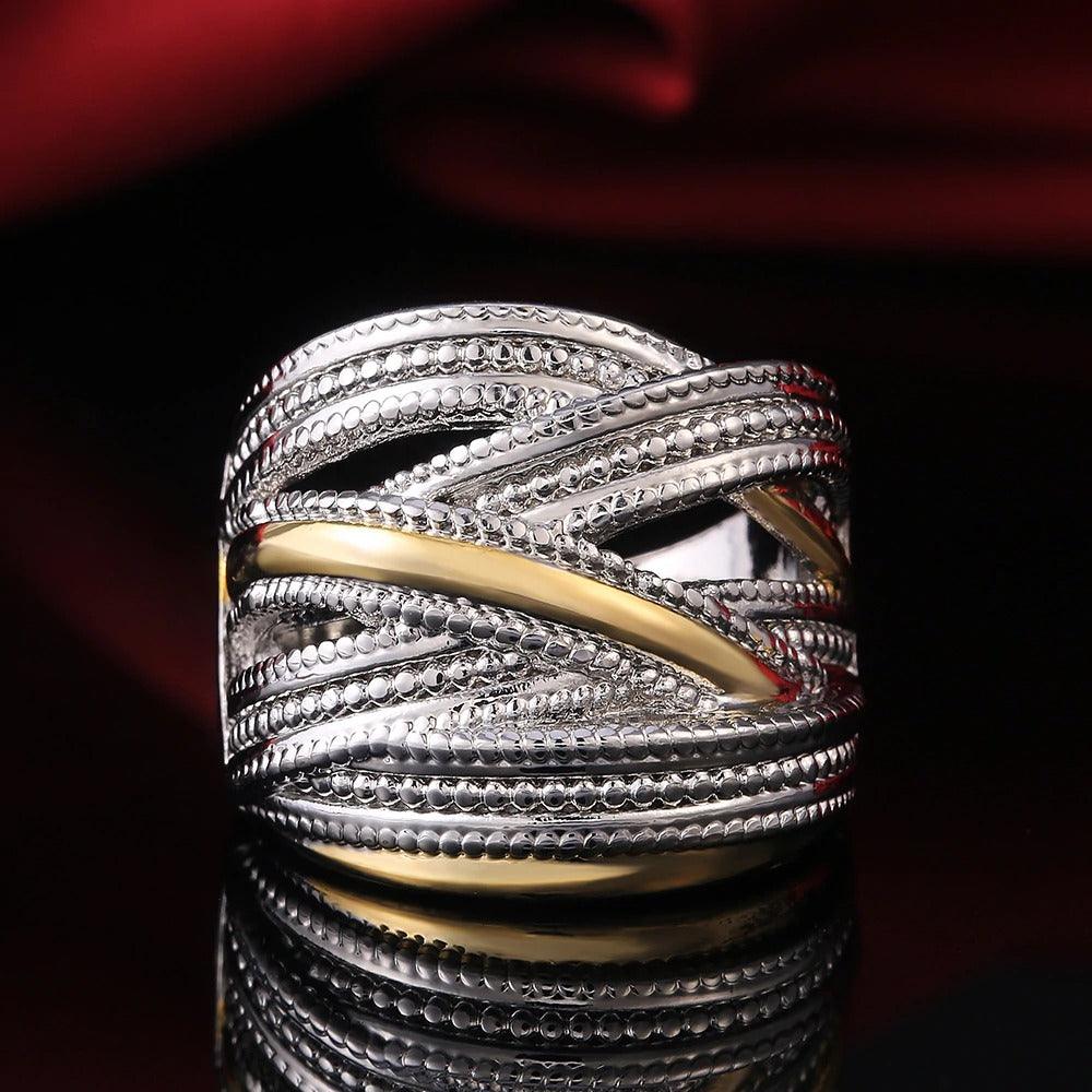 Geah – Bague Géométrique Bi-Couleur pour Femme