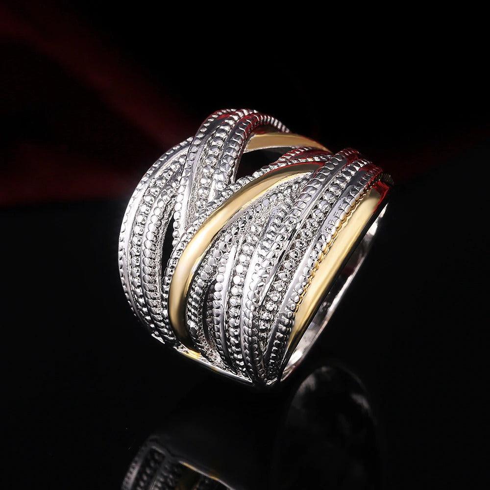 Geah – Bague Géométrique Bi-Couleur pour Femme
