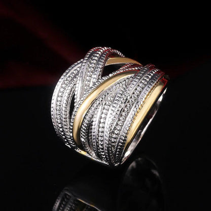 Geah – Bague Géométrique Bi-Couleur pour Femme
