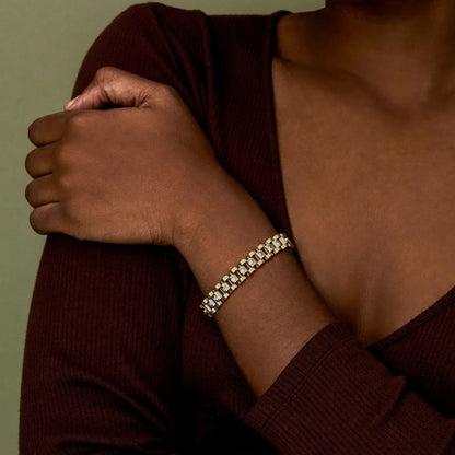 Antonia – Bracelet acier titane à maillons horlogers