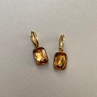 Neri – Boucles d'oreilles Plaquées Or avec Bijou Ambre