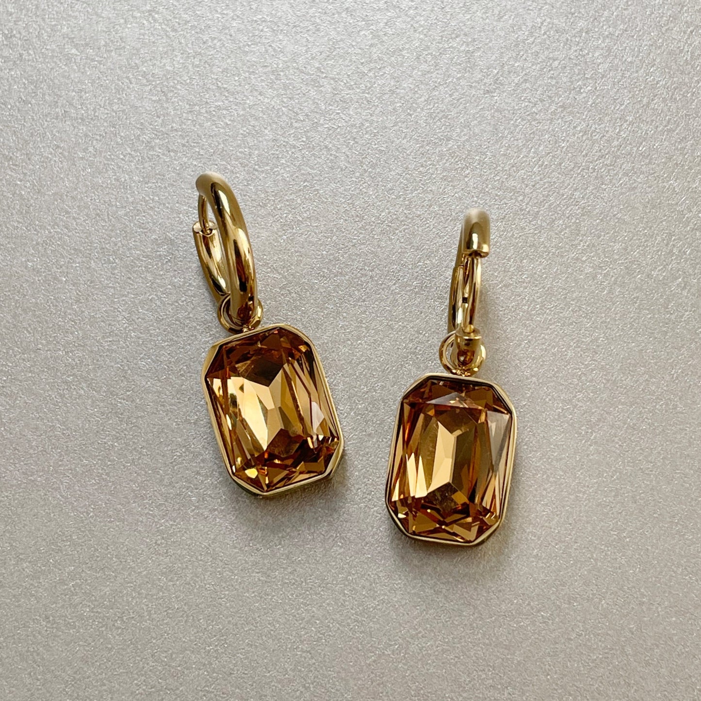 Neri – Boucles d'oreilles Plaquées Or avec Bijou Ambre