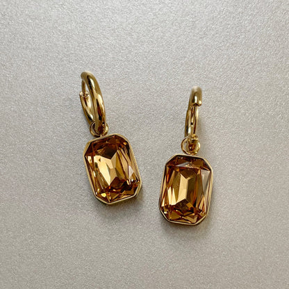 Neri – Boucles d'oreilles Plaquées Or avec Bijou Ambre