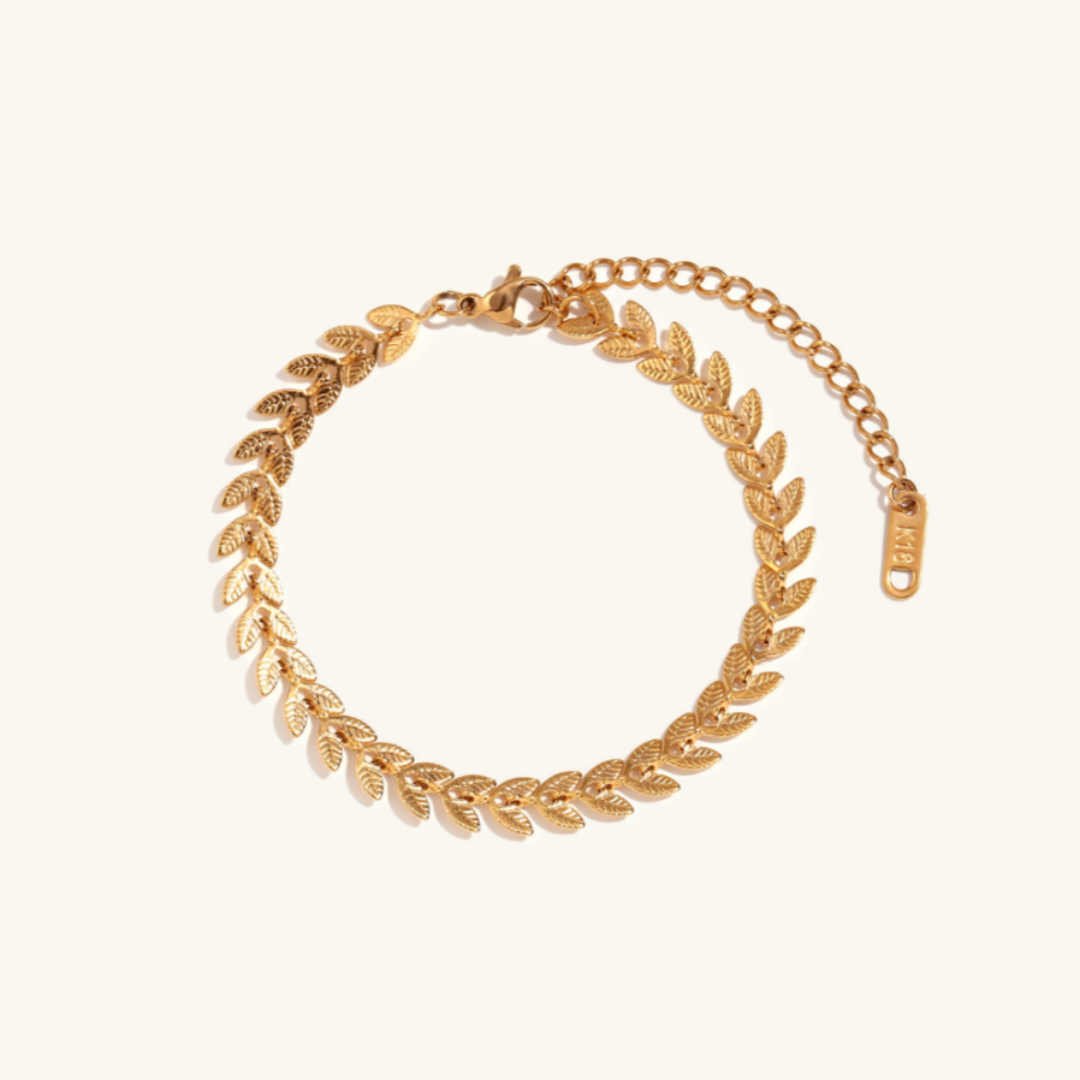 Sisi – Bracelet de Cheville Feuilles Dorées