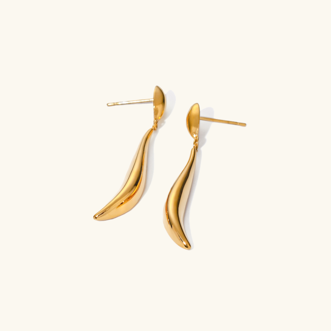 Leilla – Boucles d’Oreilles Goutte Or Liquide