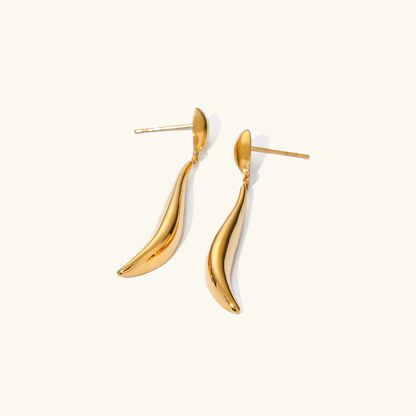 Leilla – Boucles d’Oreilles Goutte Or Liquide