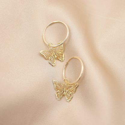 Boucles d'oreilles papillon - Papillon creux pendantes