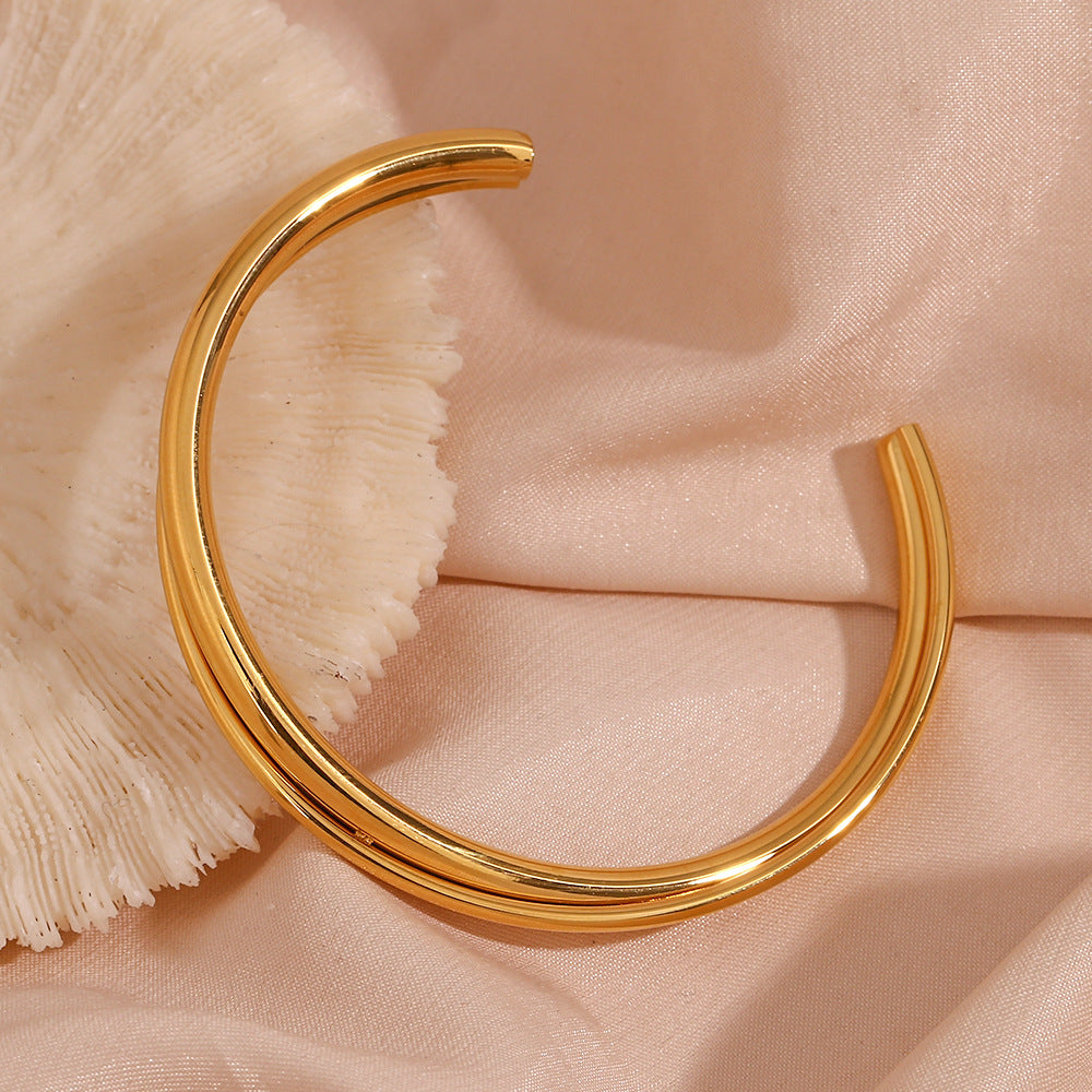 Rianne – Bracelet Jonc Doré Empilé