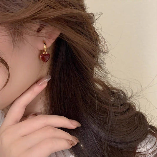 Clemence – Boucles d’Oreilles Cœur Goutte Rétro Français