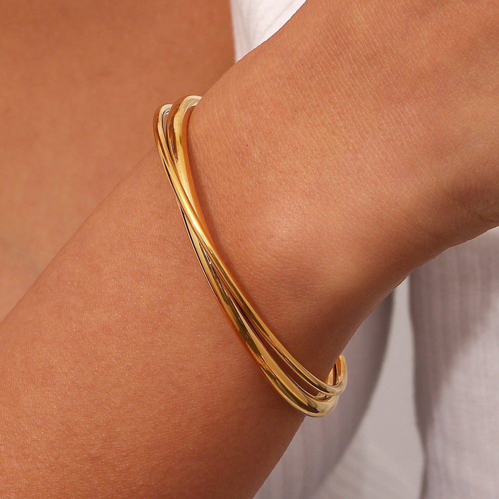 Rianne – Bracelet Jonc Doré Empilé
