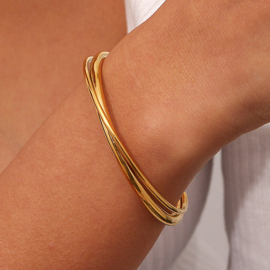 Rianne – Bracelet Jonc Doré Empilé