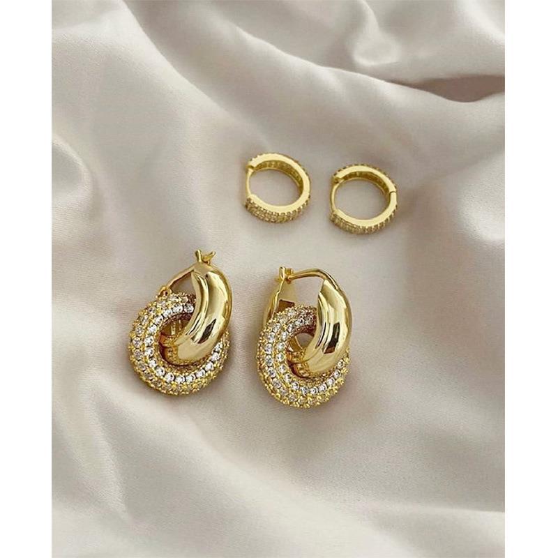 Alma – Boucles d’Oreilles Rétro à Diamants Double Portables