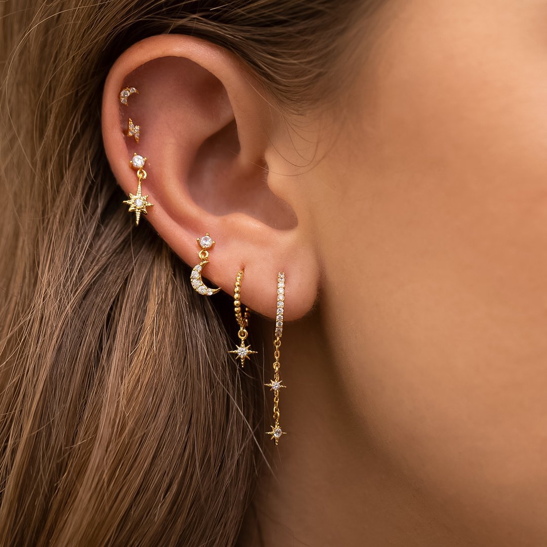 Aiza – Set de Boucles d’Oreilles Astres Étoile Lune Soleil Éclair
