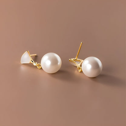 Imee – Boucles d'Oreilles Rétro en Argent avec Perles