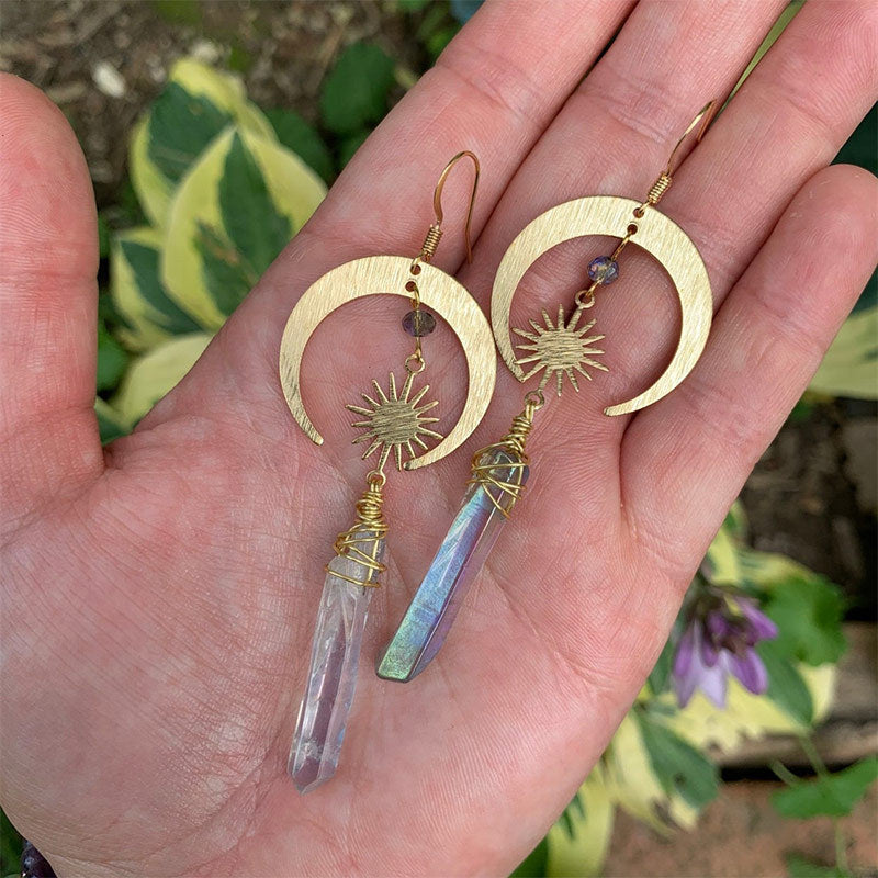 Hazel – Boucles d’Oreilles Bohème Lune & Étoile