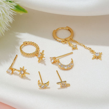 Aiza – Set de Boucles d’Oreilles Astres Étoile Lune Soleil Éclair