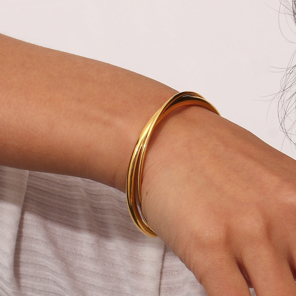 Rianne – Bracelet Jonc Doré Empilé