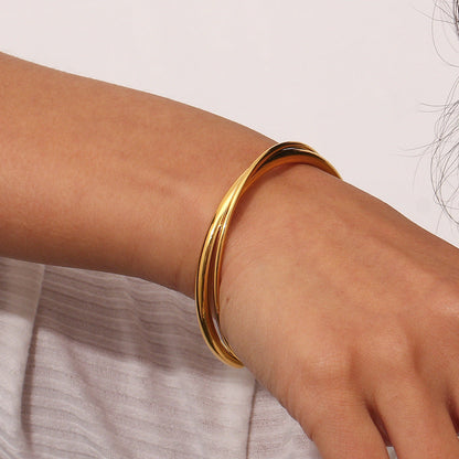Rianne – Bracelet Jonc Doré Empilé