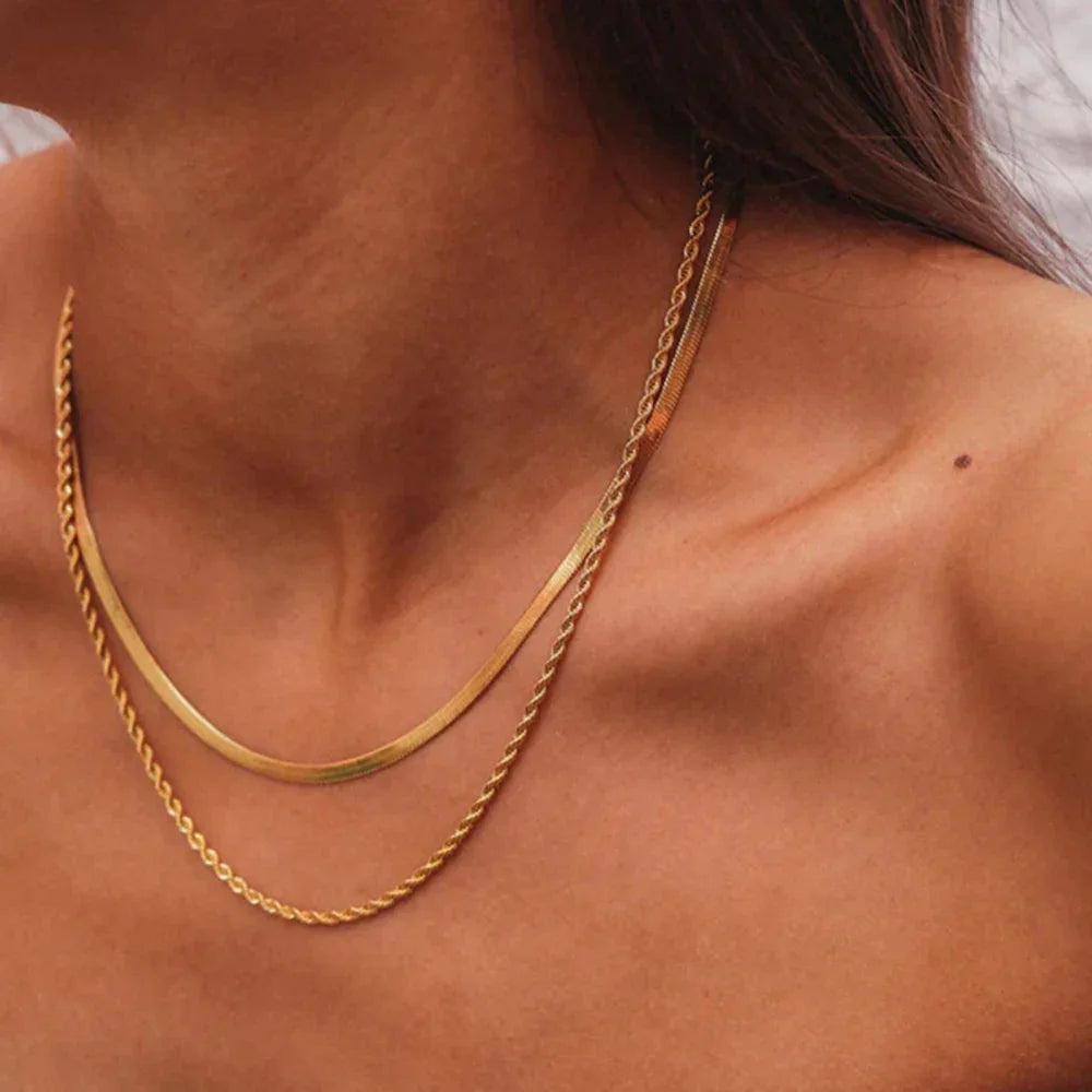 Hailey – Collier Chaîne Dorée Superposé Élégant