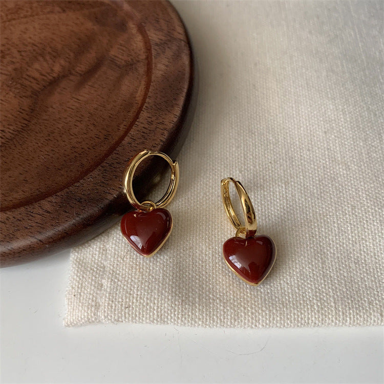 Clemence – Boucles d’Oreilles Cœur Goutte Rétro Français