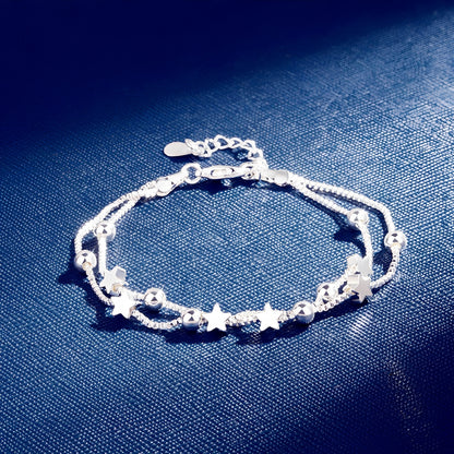 Yuna – Bracelet Double Cercle Étoilé Style Coréen