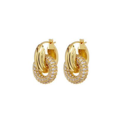 Alma – Boucles d’Oreilles Rétro à Diamants Double Portables