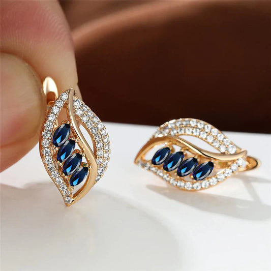 Katrin – Boucles d’Oreilles Dorées Ciel Azur