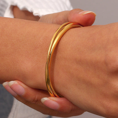 Rianne – Bracelet Jonc Doré Empilé