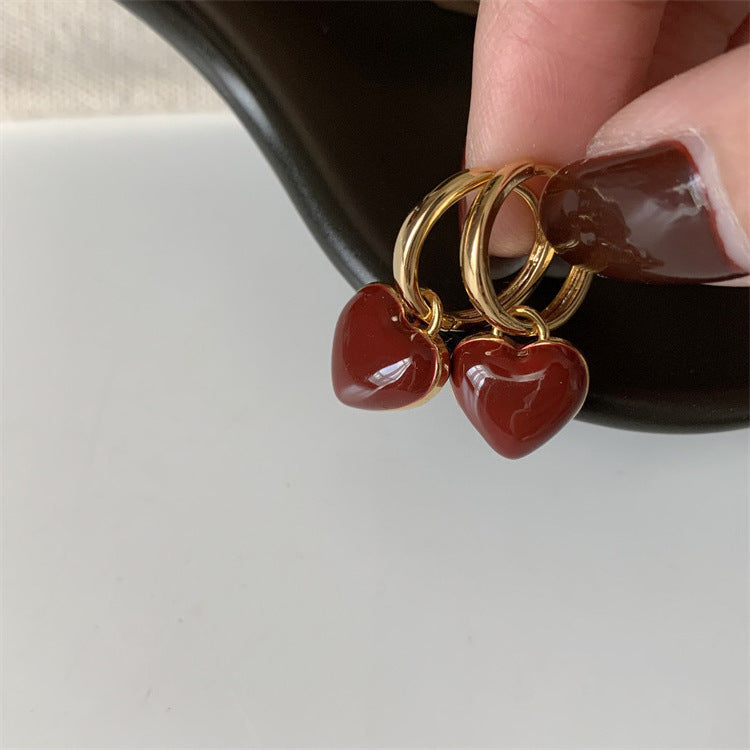 Clemence – Boucles d’Oreilles Cœur Goutte Rétro Français