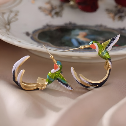 Lilou – Boucles d’Oreilles Colibri Élégantes