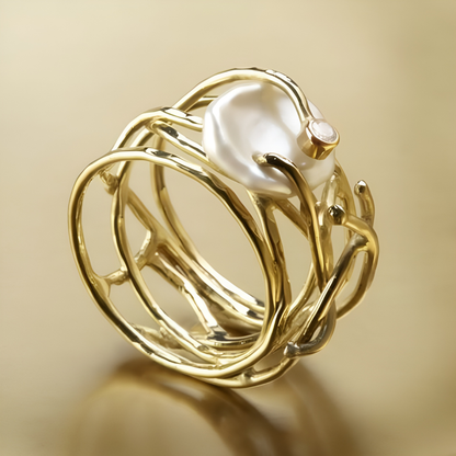 Alma – Bague Perle Irrégulière Blanche