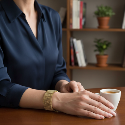 Raya – Bracelet en Acier Titane avec Câble Embossé