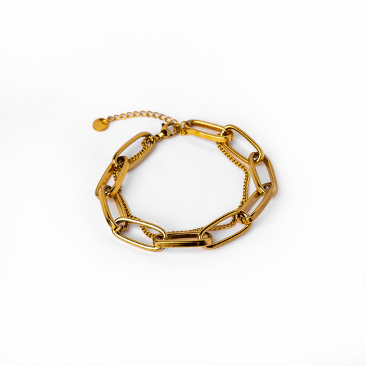 Jaena – Bracelet Double Chaîne Figaro 14K Doré