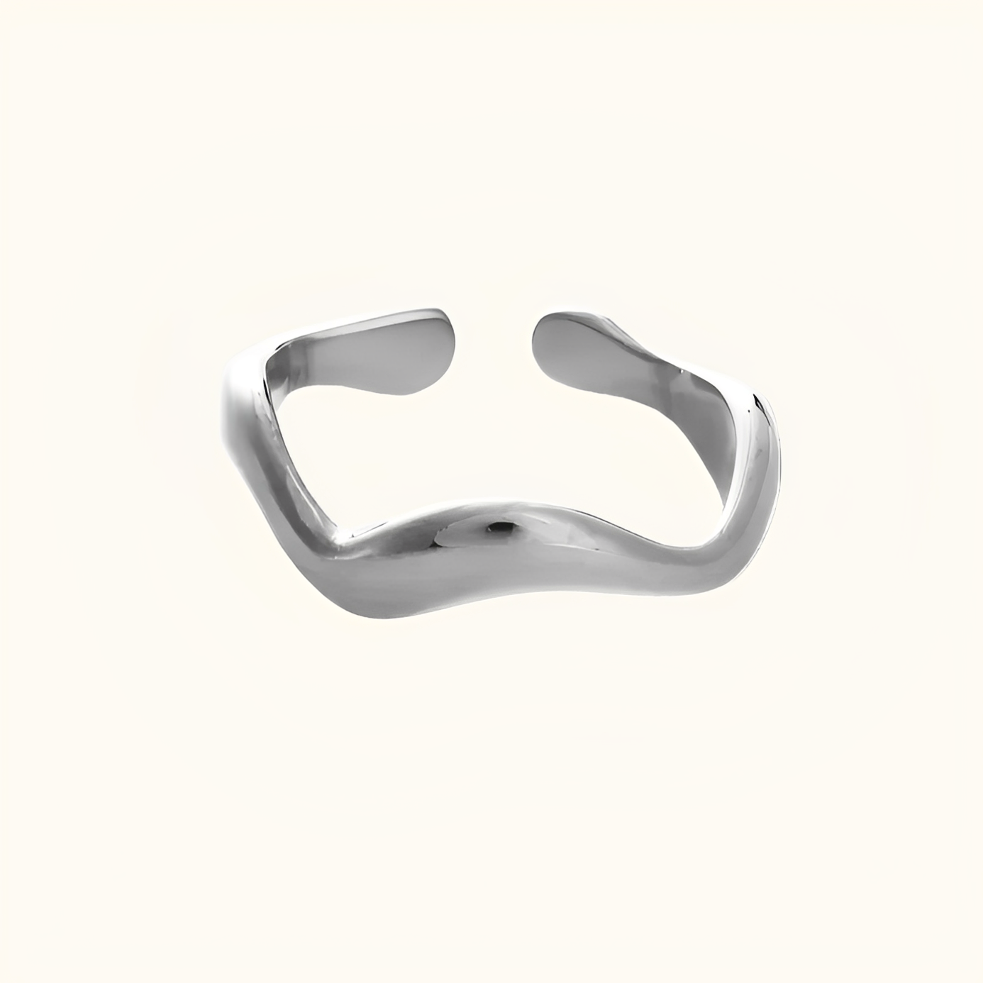 Theva – Bague Vague d’Eau Ouverte en Acier Titane