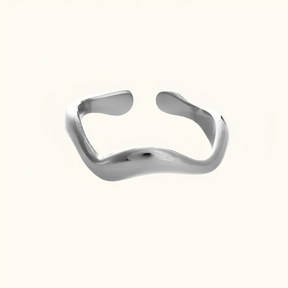 Theva – Bague Vague d’Eau Ouverte en Acier Titane