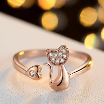 Khelani – Bague Chat en Argent avec Strass