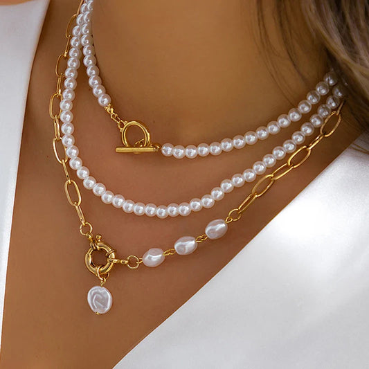 Camille – Collier Multicouche en Perles de Luxe