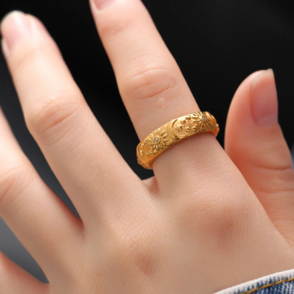 Lunea – Bague Céleste en Acier avec Zircon